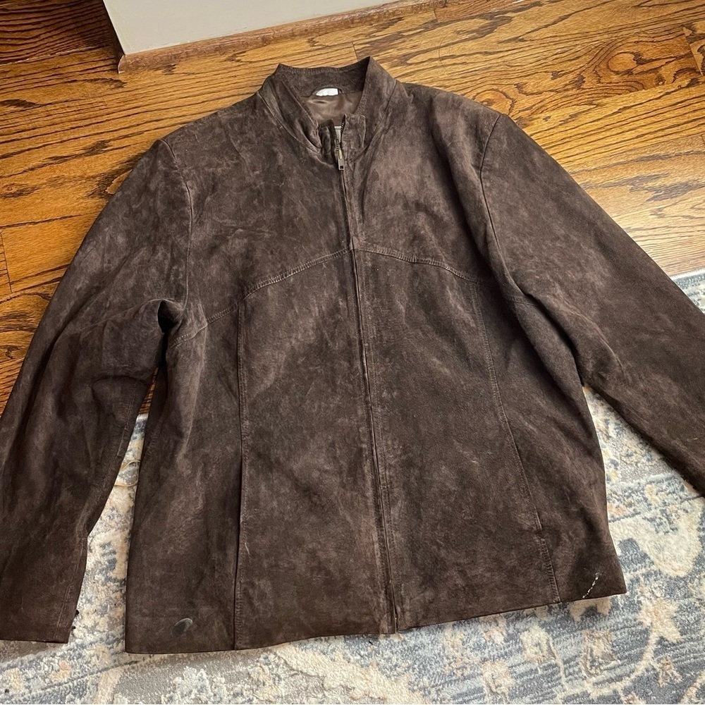 XL Brown Suede Jacket Genuine Leather
